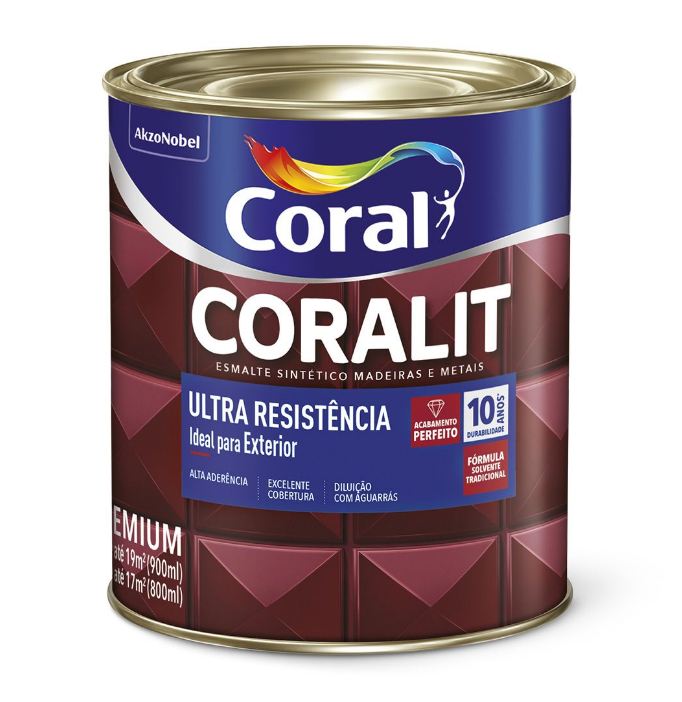 Tinta Esmalte Sintético Coralit Ultra Resistência Alto Brilho 900ml - Azul Del Rey