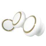 PUXADOR BOLA BRANCO ANEL DOURADO  PI-46