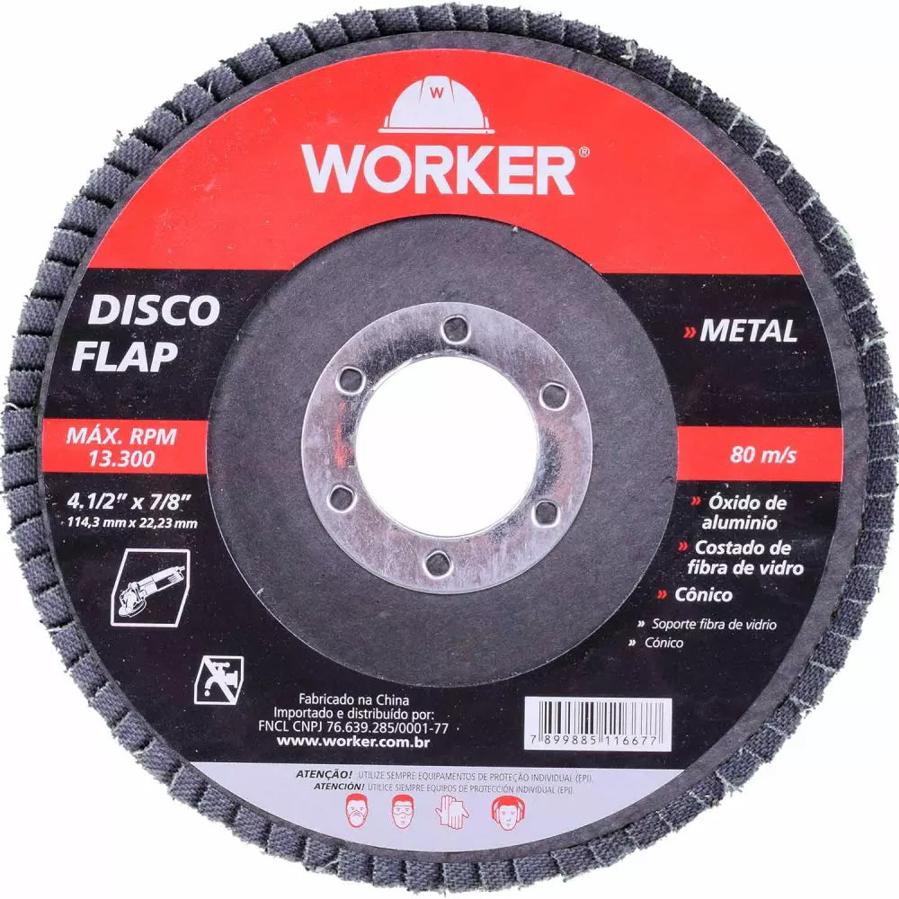 Disco Flap Curvo 115mm Grão 40 Worker