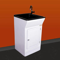 Tanque De Bancada Fiberblu 40l Com Porta E Torneira Preto