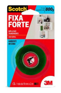 Fita Dupla Face 3M Scotch Fixa Forte Transparente 19mm x 2m