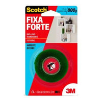 Fita Dupla Face 3M Scotch Fixa Forte Transparente 19mm x 2m