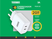 Carregador Turbo Brasilux Usb-c 20w Pd202c Autovolt Branco