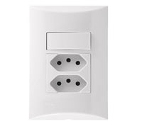 Conjunto Iriel Brava 1 Interruptor e 2 Tomadas 10A Branco 4x2