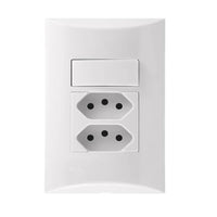 Conjunto Iriel Brava 1 Interruptor e 2 Tomadas 10A Branco 4x2