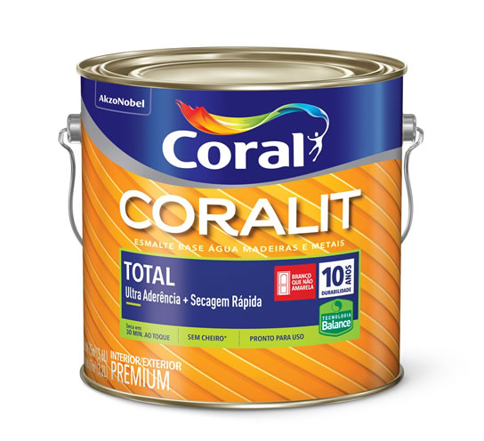 Tinta Esmalte Sintético Coralit Total Balance Brilhante 3,6L - Branco