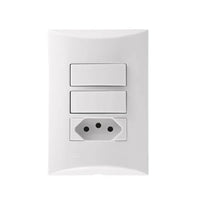 Conjunto 2 Interruptores Simples e 1 Tomada 10A Brava Iriel Branco