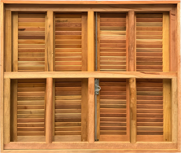 Janela Guilhotina com Veneziana 1,20x1.00 Cedro com Ferragem M12