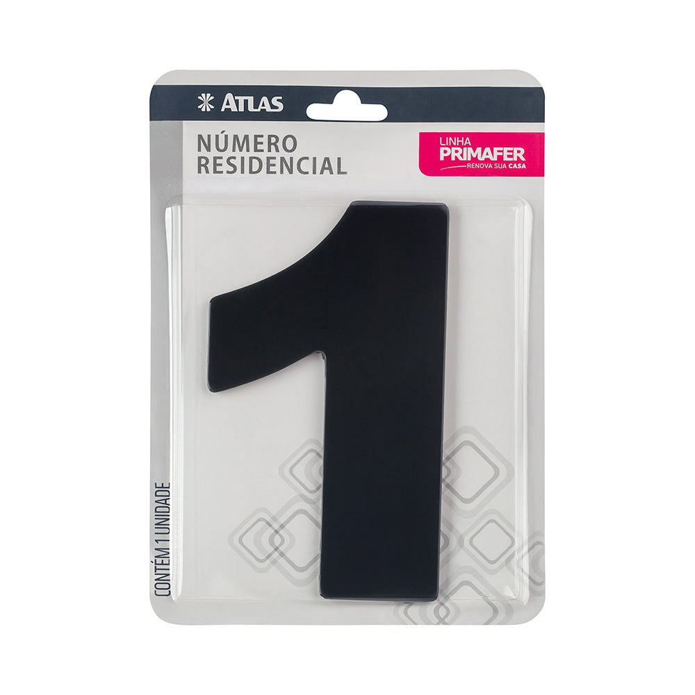 ATLAS NUMERO ADESIVO 1 PRETO PR3000/1