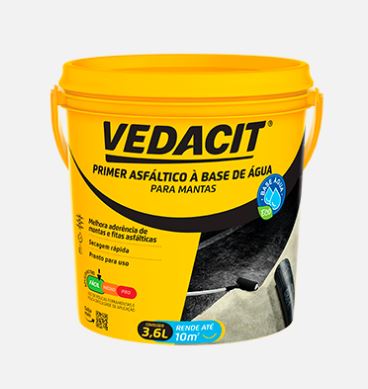 VEDACIT PRIMER ASFALTICO MANTA 3,6L BASE AGUA SECAGEM EM 4H