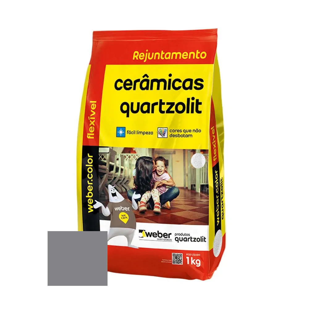 Rejunte Flex Quartzolit Cinza Ártico 1kg Saint Gobain