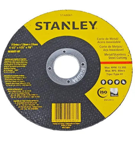 DISCO CORTE METAL / INOX STANLEY 4.1/2 X1.0X7/8