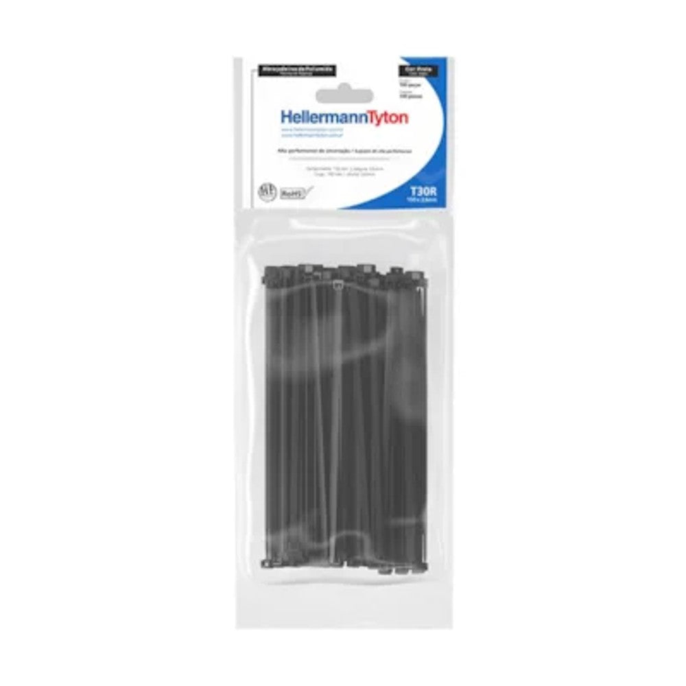 Abraçadeira plástica T18R 100x2.5mm preta 100 peças