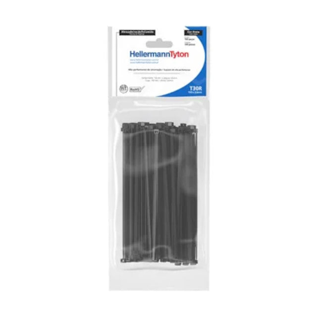 Abraçadeira plástica T18R 100x2.5mm preta 100 peças