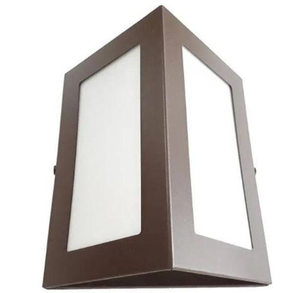Arandela triangular marrom com lente transparente