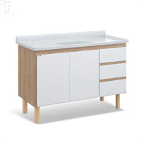 Armário Atenas 116,2cm branco com 3 gavetas