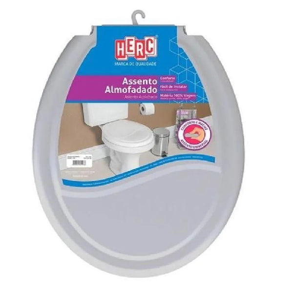 Assento sanitário almofadado prime cinza claro