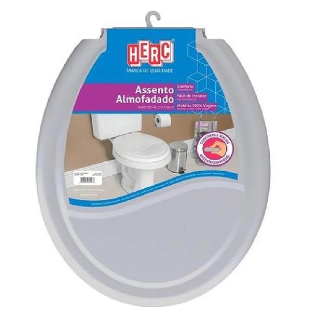Assento sanitário almofadado prime cinza claro