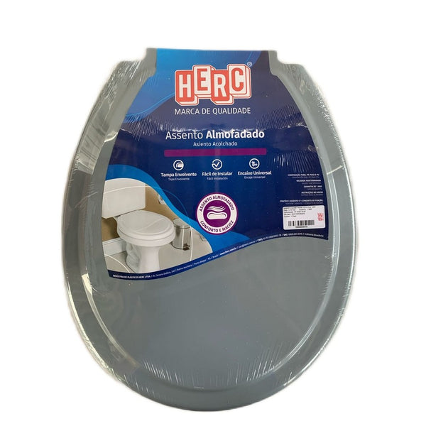 Assento sanitário almofadado prime cinza escuro
