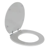 Assento sanitário convencional mdf cinza real cromado