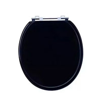Assento sanitário mdf laqueado preto ferragem cromada