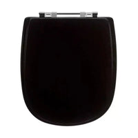 Assento sanitário mdf laqueado preto ferragem cromada