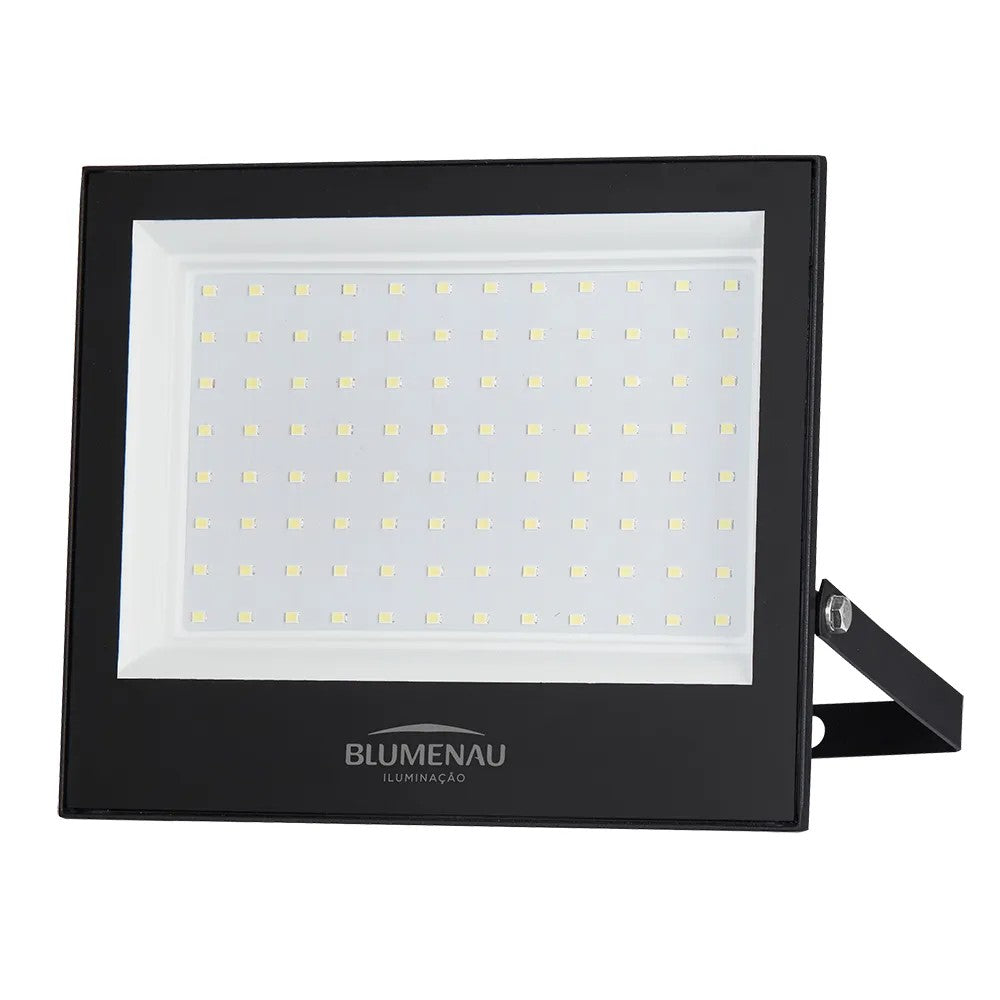BLUMENAU REFLETOR ALUM QUAD IP66 100W BIVOLT 6500K PRETO