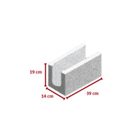 Bloco canaleta estrutural 14 x 19 x 39 cm