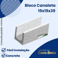 Bloco canaleta estrutural 19x19x39 cm