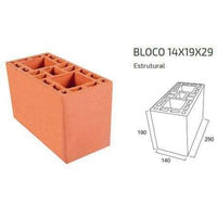 Bloco estrutural 14 x 19 x 19 cm