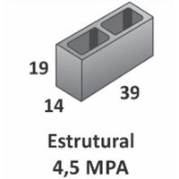 Bloco estrutural 14 x 19 x 39 cm