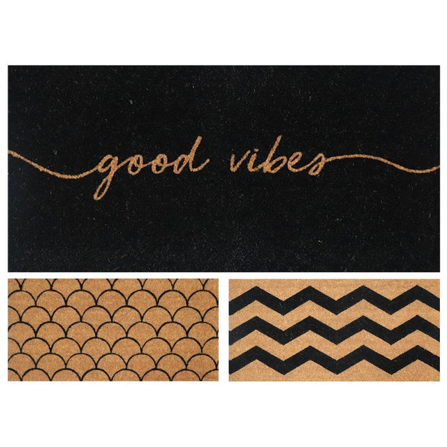 Capacho fibra de coco slim good vibes 70x33cm