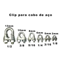 Clips para cabo de aço 3/8 polegada