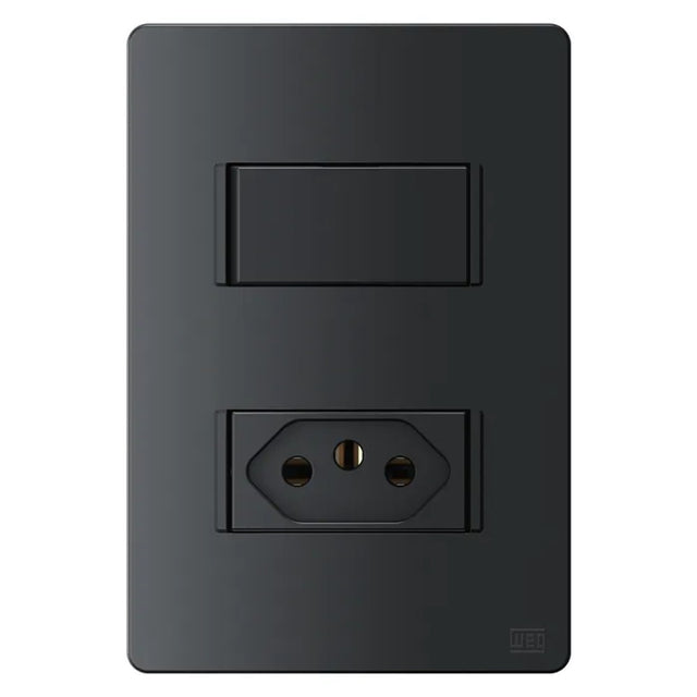 Conjunto 1 interruptor paralelo e 1 tomada 20a preto