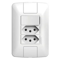Conjunto 1 interruptor simples e 2 tomadas 10a aria