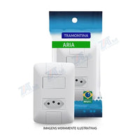 Conjunto 1 interruptor simples e 2 tomadas 10a aria