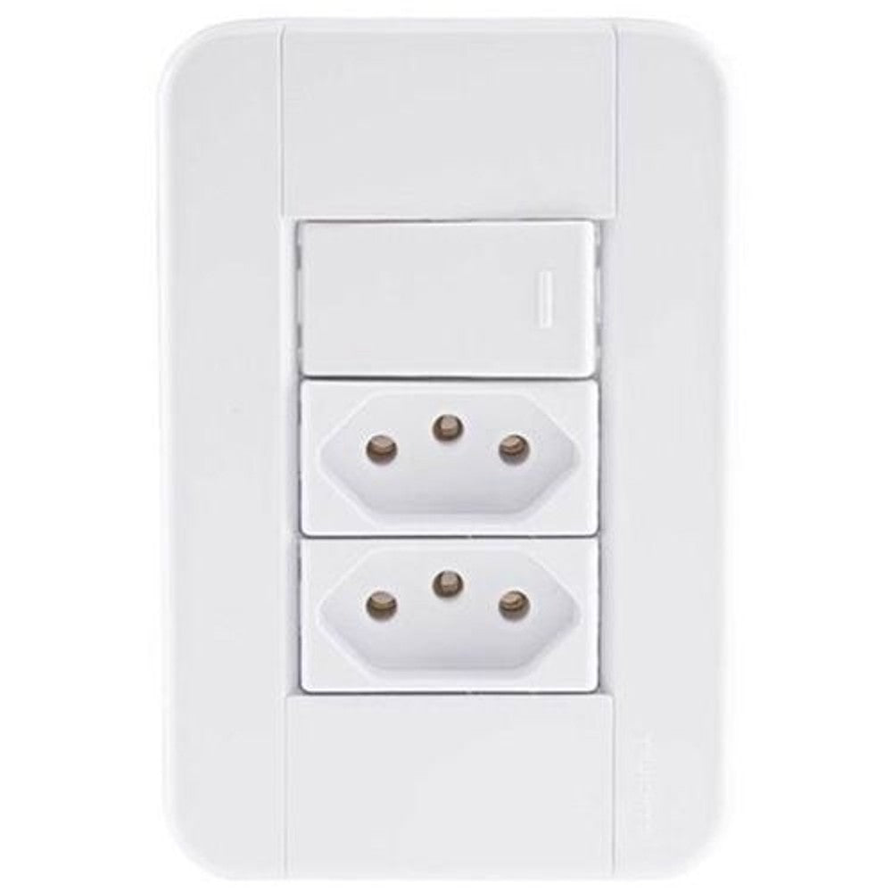 Conjunto 1 interruptor simples e 2 tomadas 20a aria