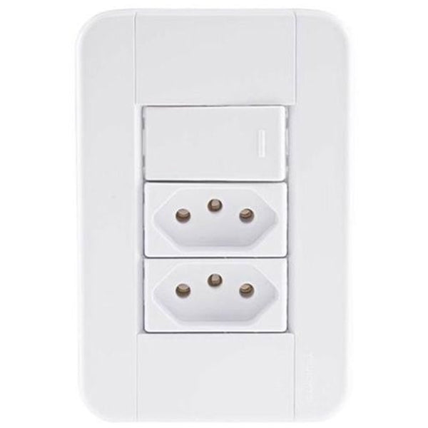 Conjunto 1 interruptor simples e 2 tomadas 20a aria