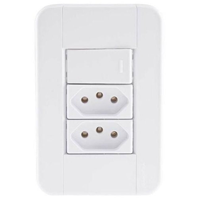 Conjunto 1 interruptor simples e 2 tomadas 20a aria