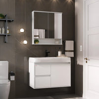 Conjunto gabinete banheiro nicole 80cm com cuba e espelho