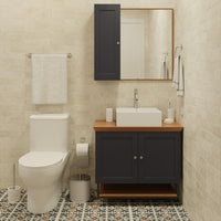 Conjunto gabinete para banheiro 80cm nordic petróleo