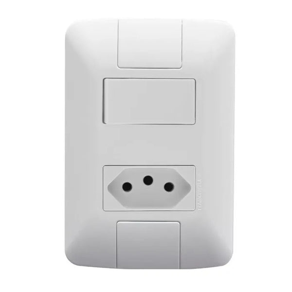 Conjunto interruptor paralelo e tomada 2p+t 20a aria