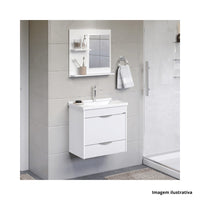 Conjunto para banheiro Roma 80cm branco com espelheira