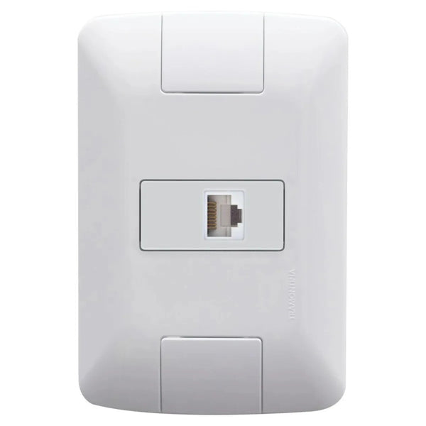Conjunto tomada RJ45 cat 6 4x2 branco