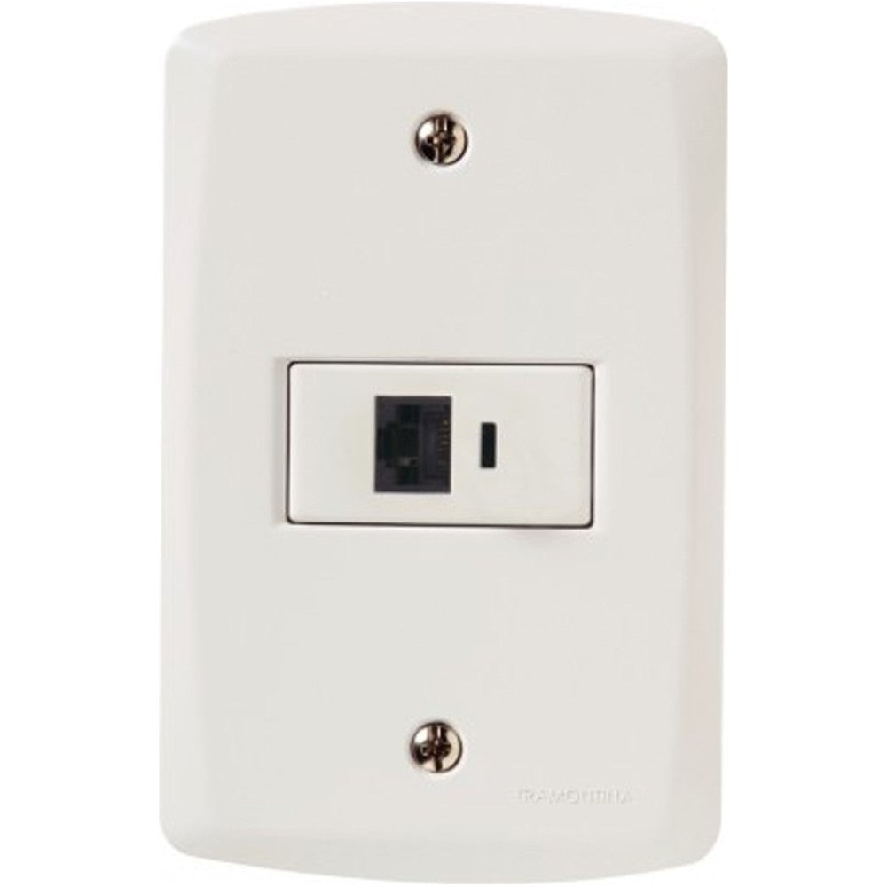 Conjunto tomada para telefone rj11 branco p lux