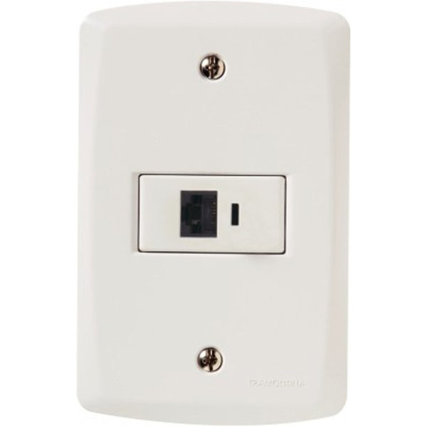 Conjunto tomada para telefone rj11 branco p lux