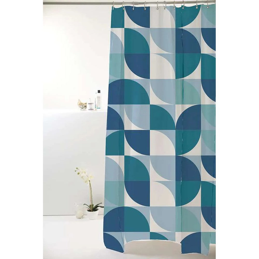 Cortina para box de poliéster ondas azuis 198x180cm