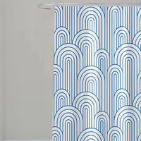 Cortina para box de poliéster ondas azuis 198x180cm