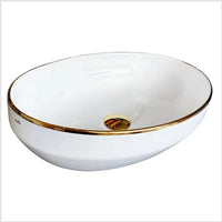 Cuba bicolore oval 450x318mm branco e dourado