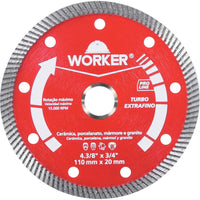 Disco Diamantado Turbo Extrafino Worker 110x20mm Para Porcelanato